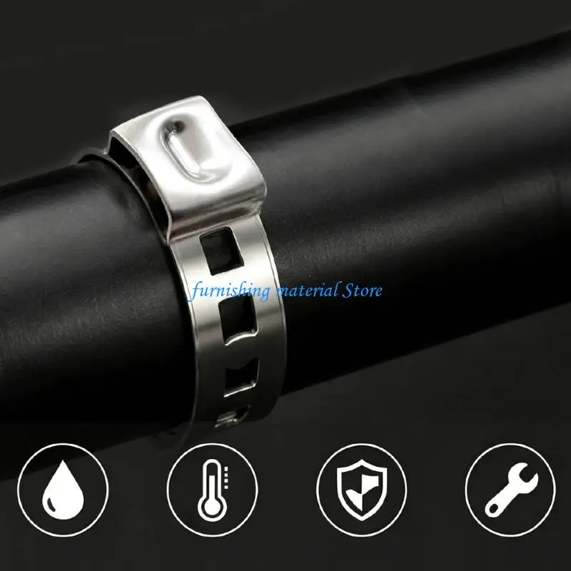 Y5GD 304 Stainless Steel Single Ear Hose Clamp Heavy Duty Pipe Clip for Water Oil