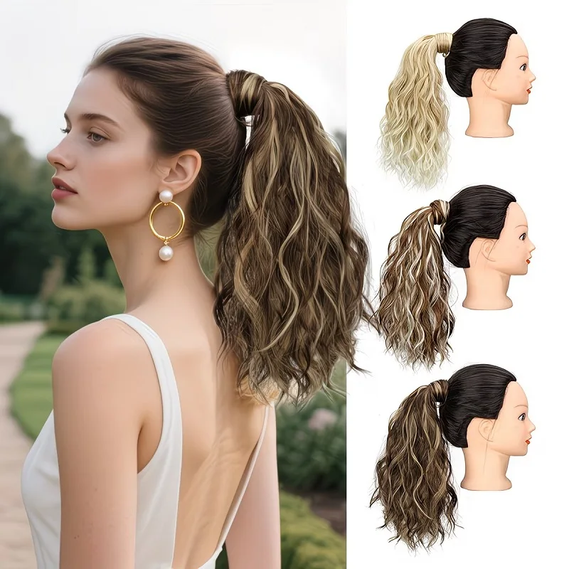 

14Inch Synthetic Short Wavy Curly Ponytail Hair Extension Fashion Soft Fluffy Hairpiece for Women Daily Use