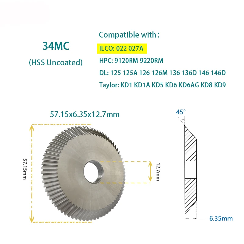 Key Machine Cutter Locksmith X23MC / 23RF Milling Cutter Cutting Blade for ILCO 027A 008A 044 045 Key Copy Duplicator Machine