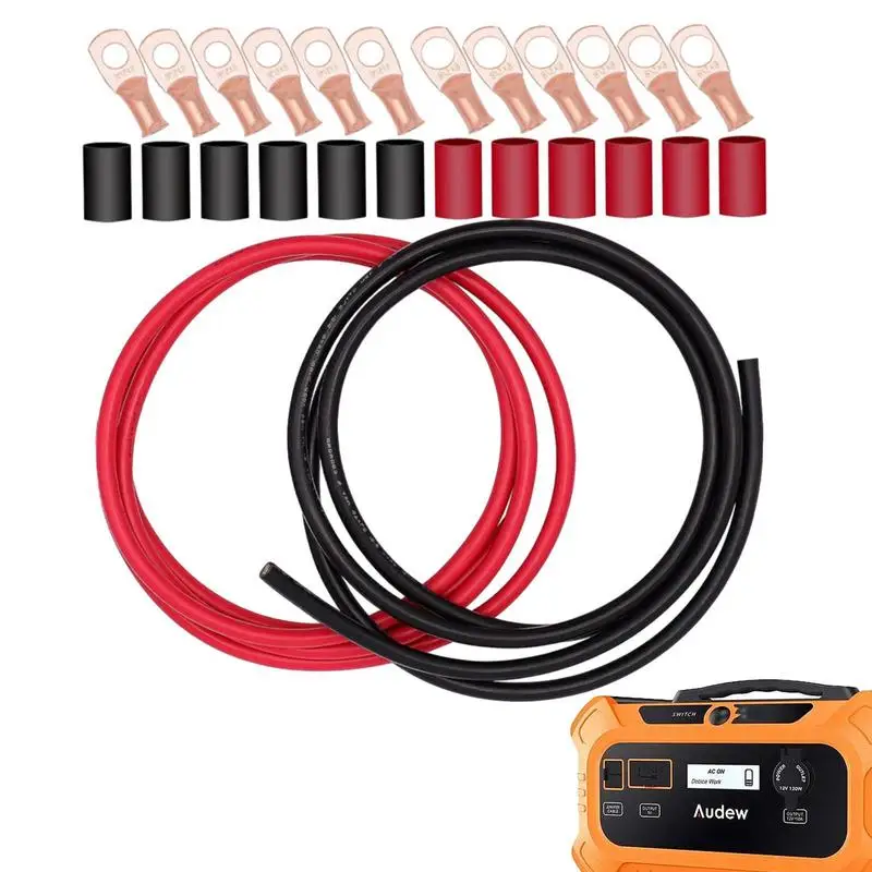 Car Battery Connector Power Inverter Cables Marine Battery Cable With Lug PVC Insulated Jacket For Auto Stranded Copper Wire