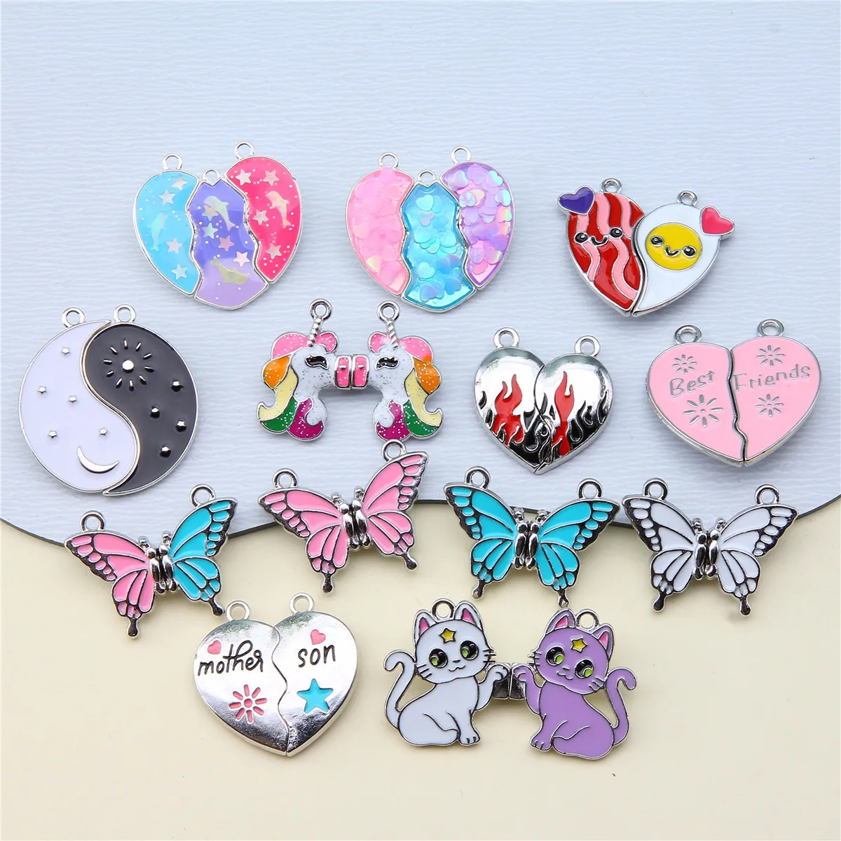 15sets Hot Selling BFF Good Friends Magnet Attract Love Butterfly Splicing Necklace Pendant Accessories