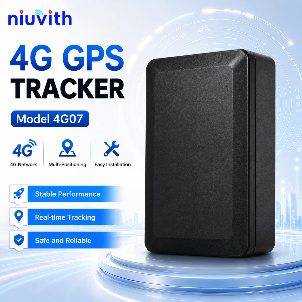 Niuvith 4G GPS Tracker 4G07 Real Time Vehicle Locator for Car Truck Motorcycle Wireless Anti-Theft Tracking Device Free APP