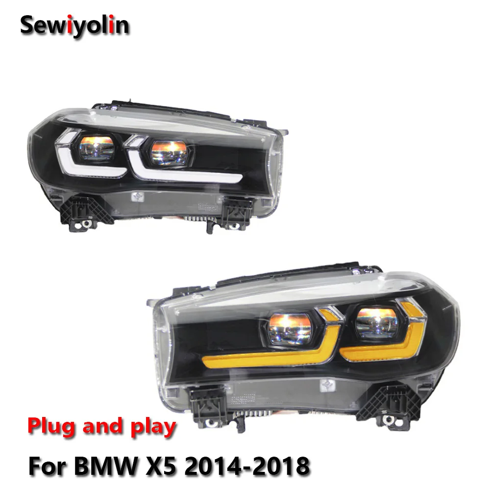 Car Accessories Headlights led For BMW X5 F15 2014-2018 DRL Fog Trailer lamps Turning Signal Voiture Plug And Play