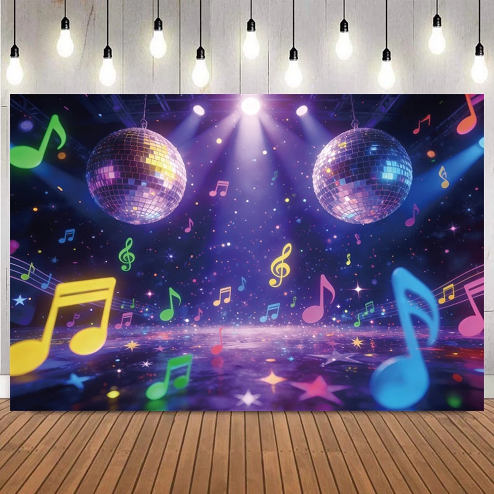 Retro Disco Party Backdrop Music Dance Kids Adult Birthday Party Decor Banner Photography Background Photo Studio Props