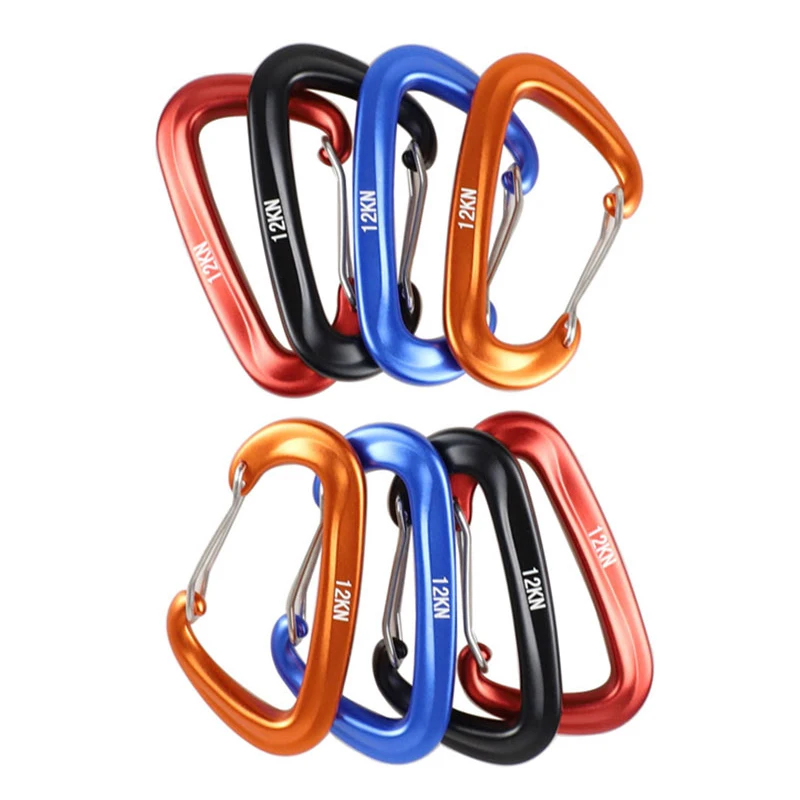 8 Pcs Professional Carabiners D Shape 12 KN Climbing Carabiner Hooks Outdoor Protective Hammocks Camping Buckle