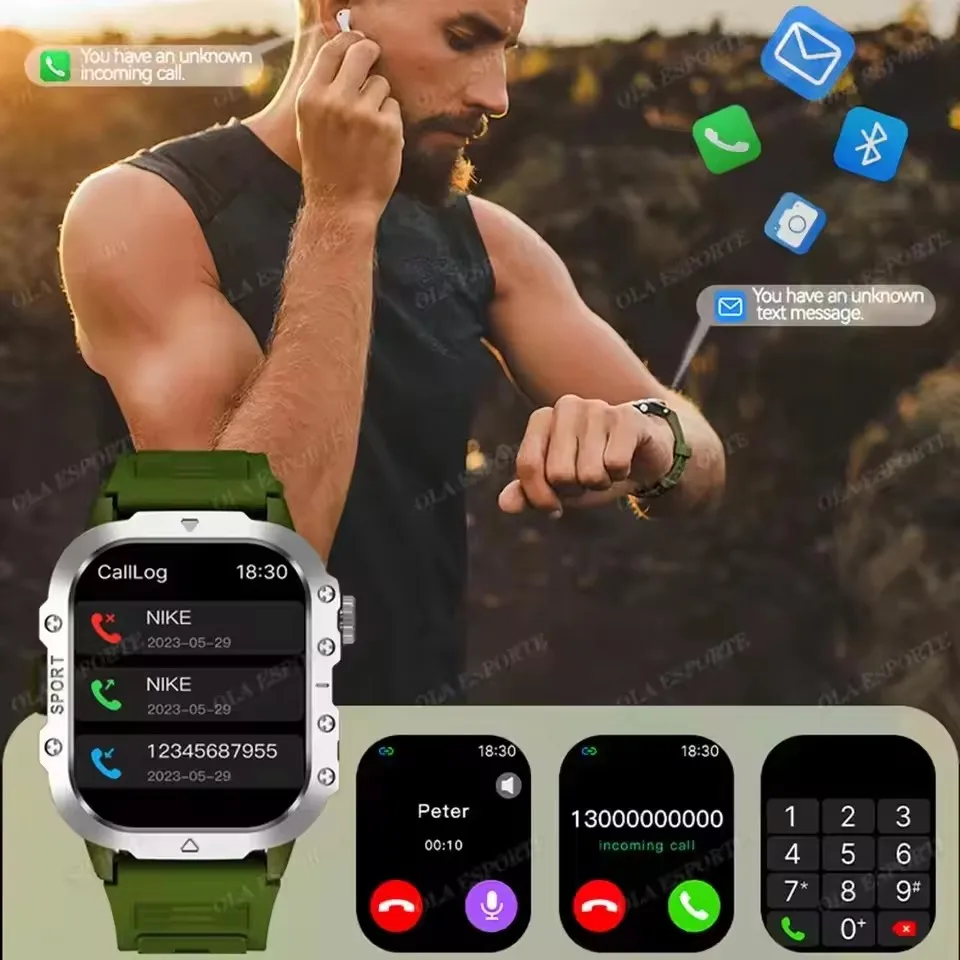 2025 جديد SmartWatch الرجال للنساء العسكرية في الهواء الطلق لتحديد المواقع المسار الرياضة الساعات معدل ضربات القلب النوم مقاوم للماء ساعة ذكية IOS أندرويد