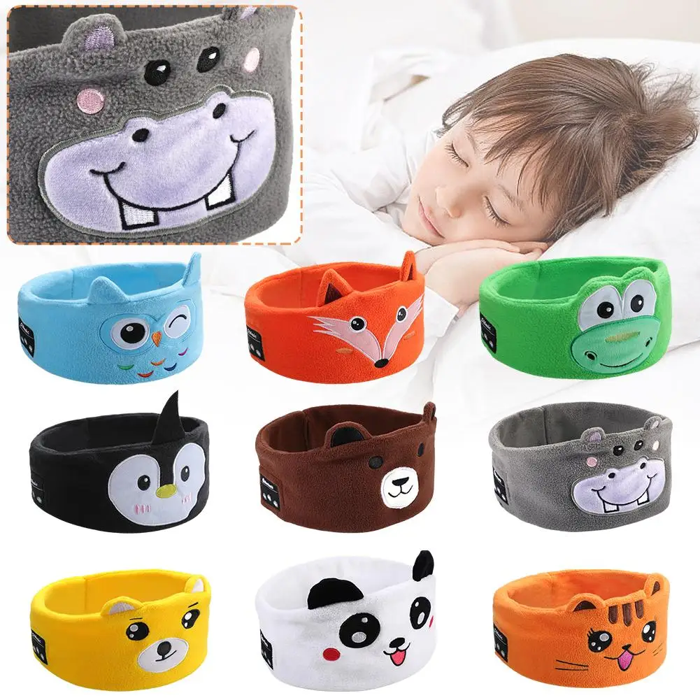 Bluetooth Music Headband Bluetooth V5.0 Chip Animal Wireless Speaker Sleep Headband Thin Bluetooth Mask Headphones Kids V1F4