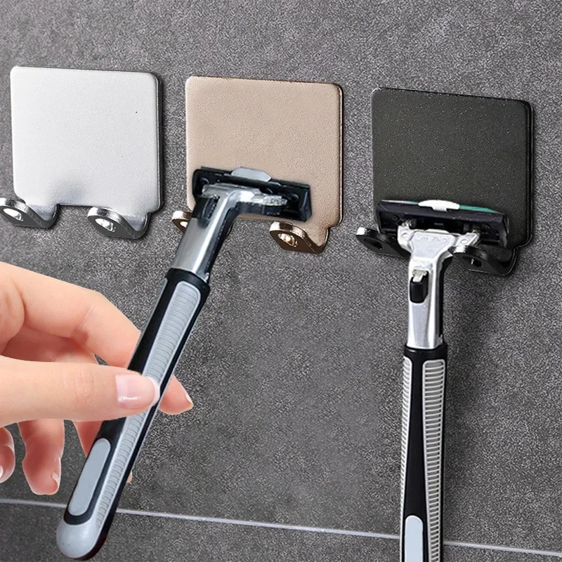 1/2/3/4pcs Stainless Steel Razor Holder Storage Hook Wall Men Shaving Shaver Shelf Punch-Free Razor Rack Bathroom Accessories