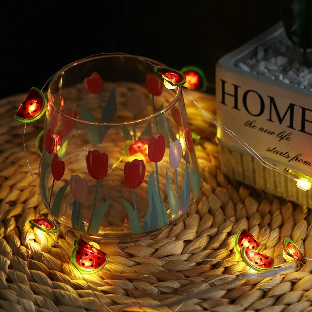 2M 20Led LED Watermelon String Lights Creative Colorful Fruit Night Lights Cute Fruit Colored Lights Birthdays Parties Wedding