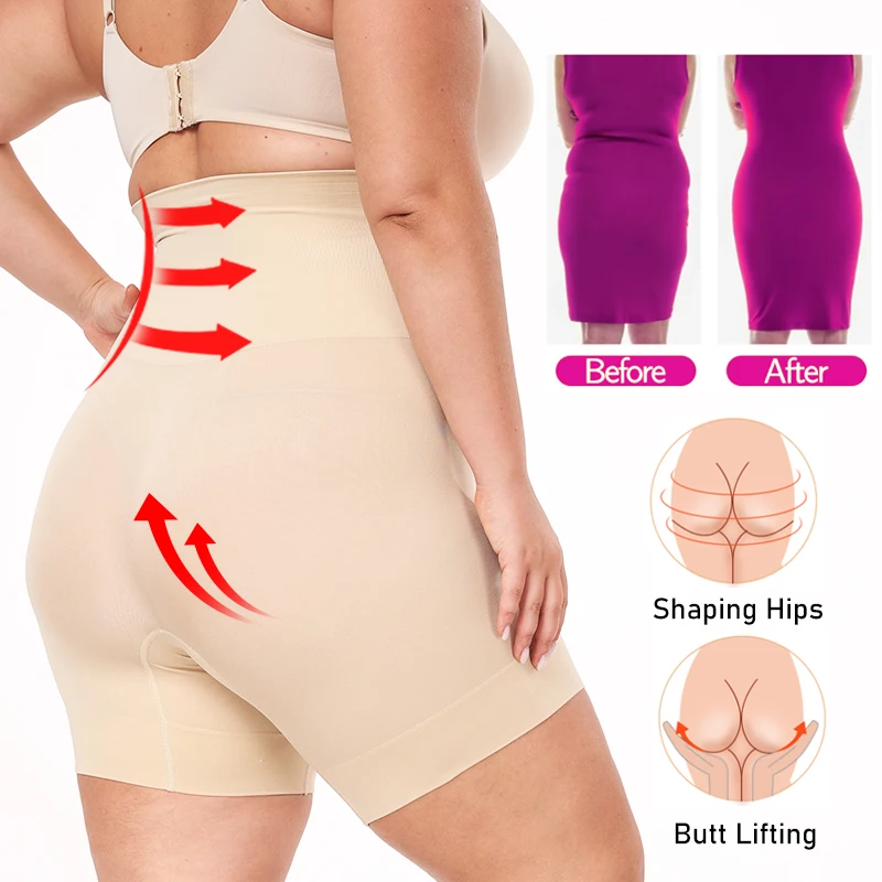 Plus Size Womens Shapewear High Waisted Body Shaper Tummy Control Panties Obesity Slimming Shapers Waist Trainer Shaping Shorts