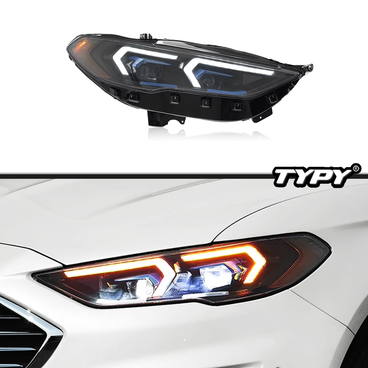 

TYPY New LED Head Lamp Upgrade Modified For Ford Mondeo LED Headlights 2017-2020 Dynamic Signal Head Lamp Auto Accessories