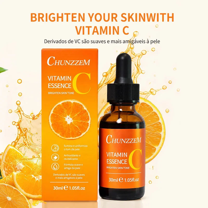 CHUNZZEM Vitamin C Face Serum Brightening Facial Essence Lightweight Fast‑Absorbing Antioxidant Even Skin Tone Facial Care Serum 30ml