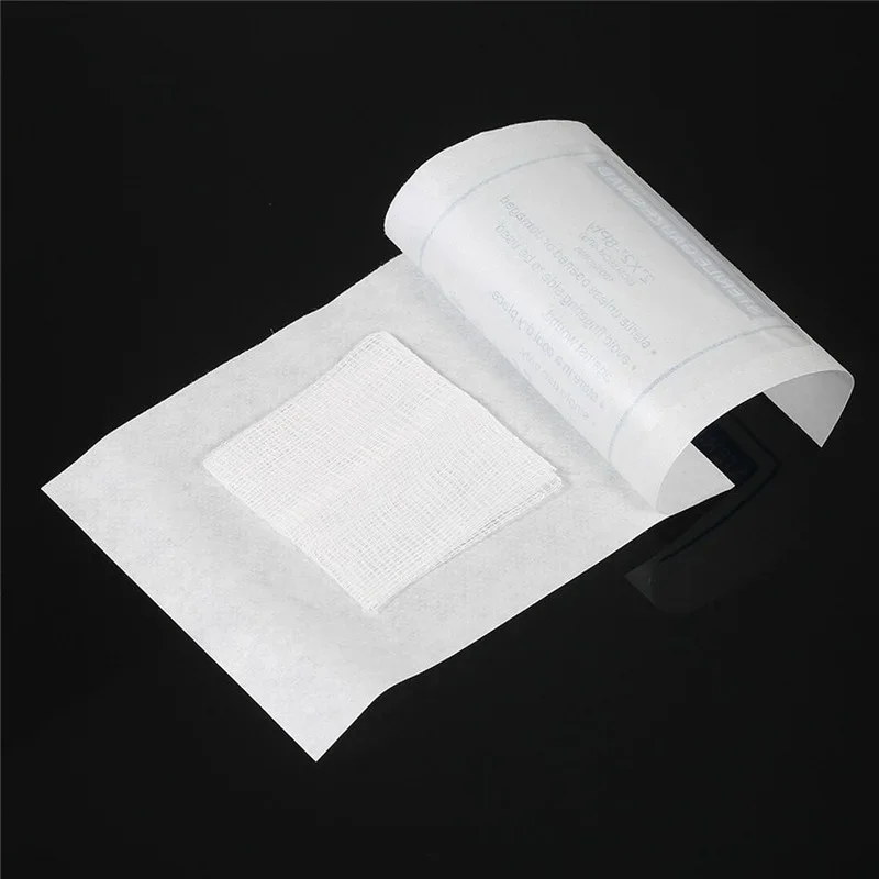 Imagem -03 - Absorvente Gauze Dressing Tape Patch Algodão Kit de Primeiros Socorros de Emergência Descartável Ferido Molho Gaze Esponja 10 Pcs