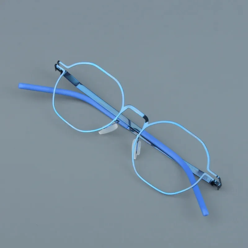 Handmade Screwless 20 Years No Fading Eyeglasses German Brand Design Glasses Frame Ultra Light 7g Eyewear Square Rim Blue Purple