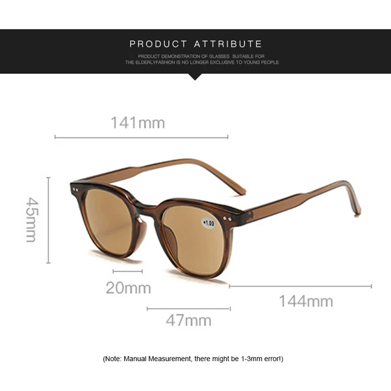 Ahora Vintage Square Reading Sun Glasses Women Men UV400 With Diopters +1.0+1.5+2.0+2.5+3.0+3.5+4 Presbyopia SunGlasses Goggles