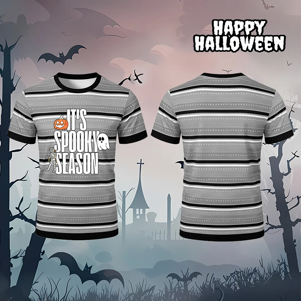 New Halloween-themed Printed T-shirts Harajuku Y2K Unisex Short Sleeve T Shirt Pumpkin Ghost Graphic Fashion Party Casual Tops
