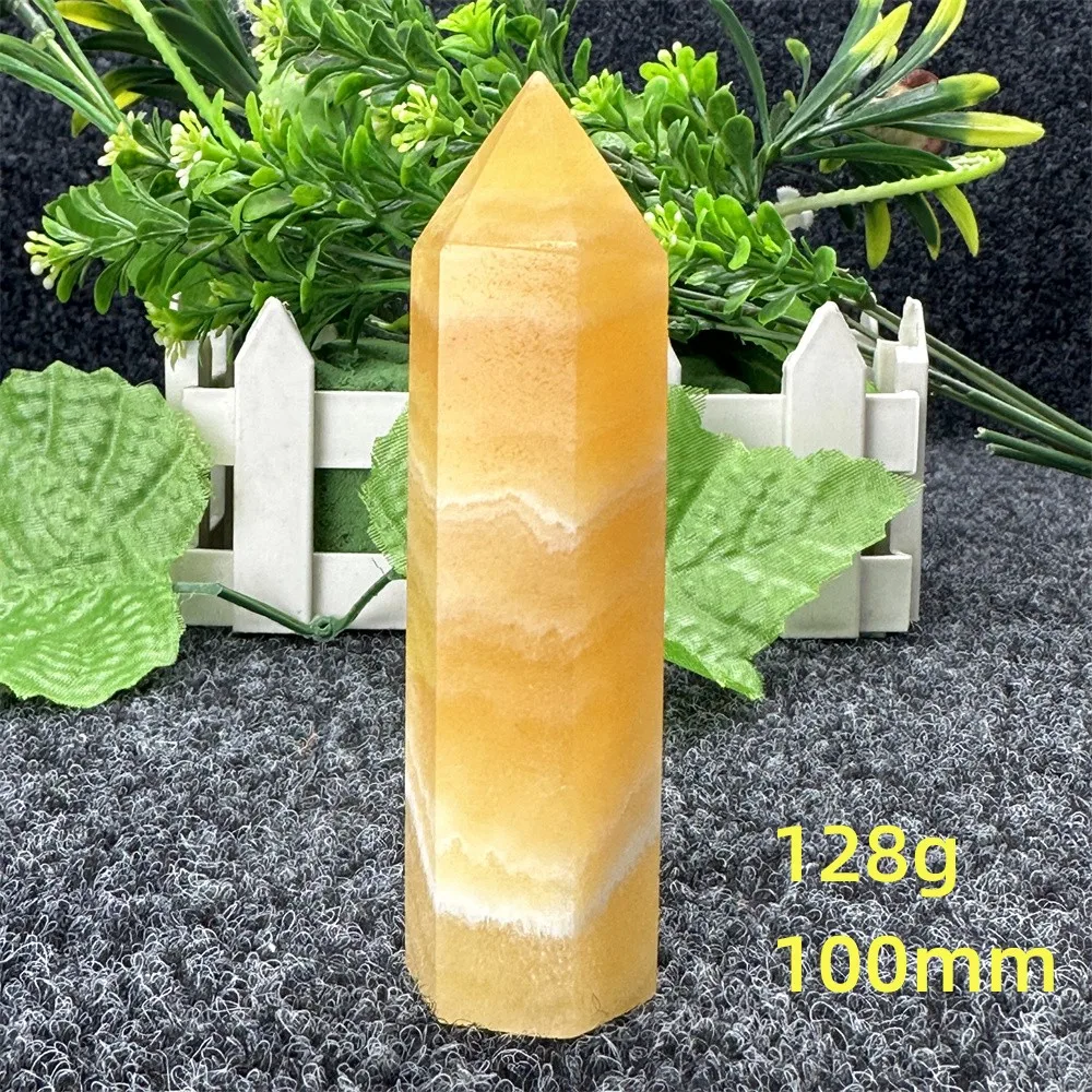 Natural Yellow Hexagonal Calcite Crystal Wand Healing Gemstone Obelisk Home Decor Meditation Holiday Gift