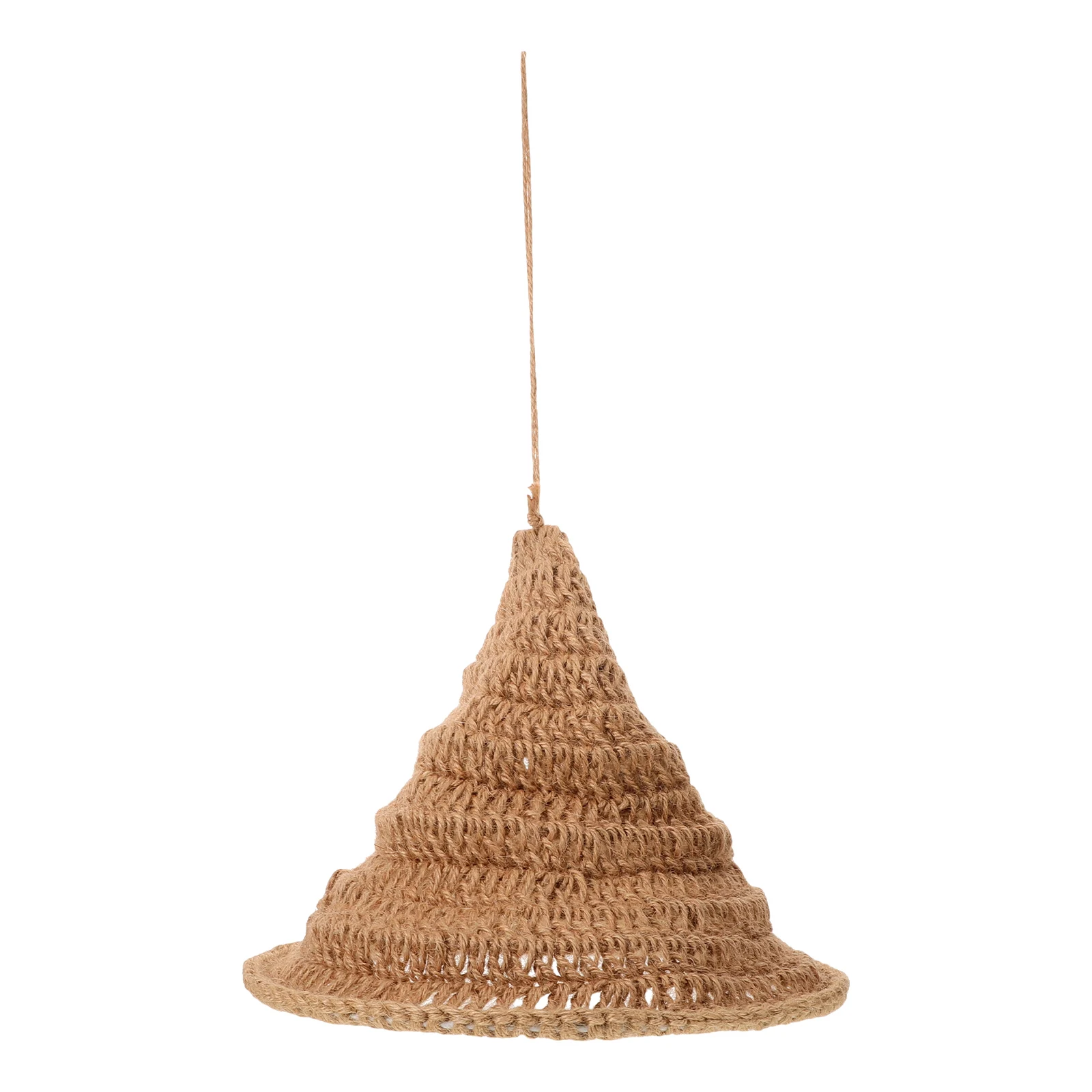

1pcs Handmade Woven Jute Rope Lamp Shade Wizard Hat Shape Pendant Light Cover For Halloween Farmhouse Cafe Decoration Creative