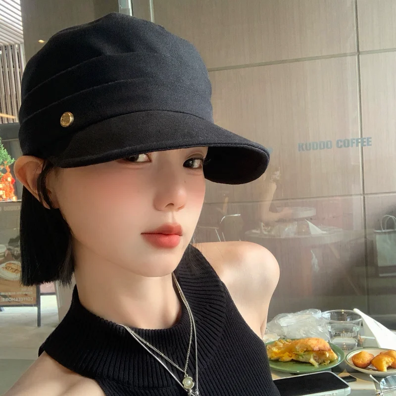 

Women Vintage Flat Top Newsboy Equestrian Hat Casual Soft Visor Military Cap Pleated Design Artist Painter Hat Street Style