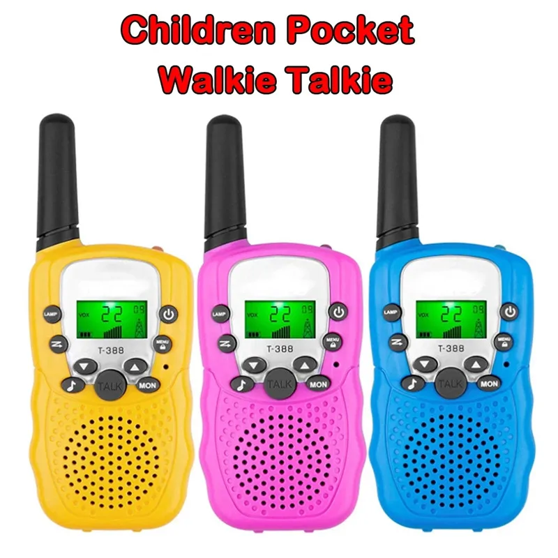 Mainan anak-anak, Walkie Talkie Mini jangkauan 3 mil penerima dua arah mainan elektronik Radio LCD senter hadiah anak-anak untuk anak-anak 2 buah/set