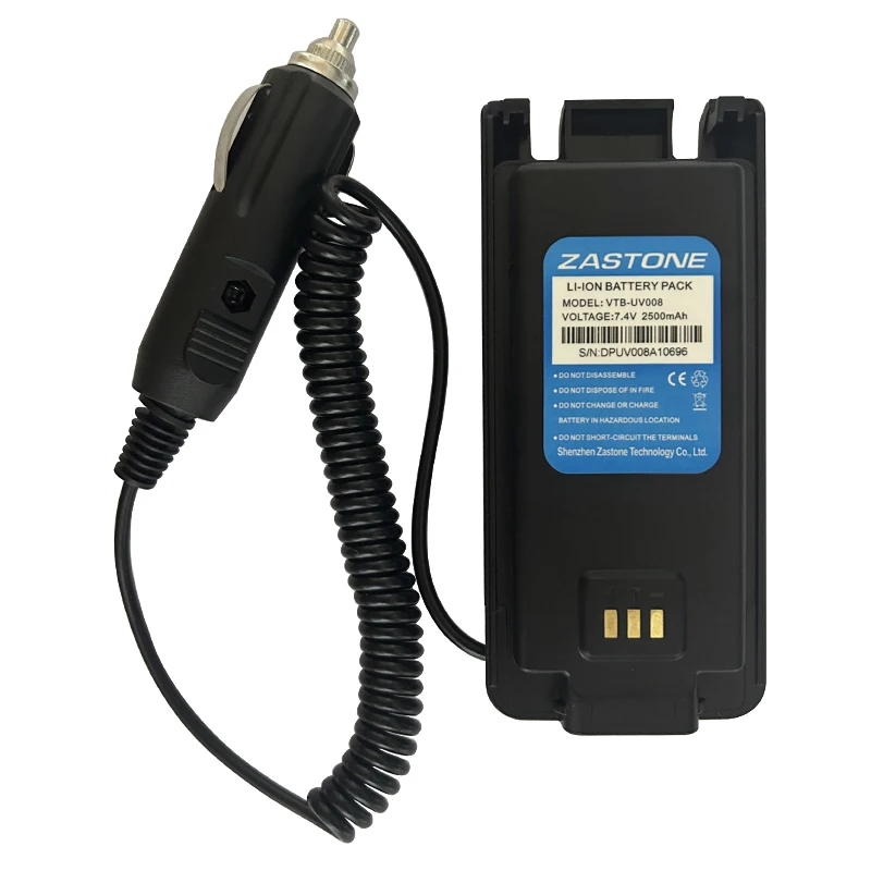 ZASTONE UV008 Walkie Talkie Battery Adapter Borrower 12V Car Cigarette Lighter Interface Charging