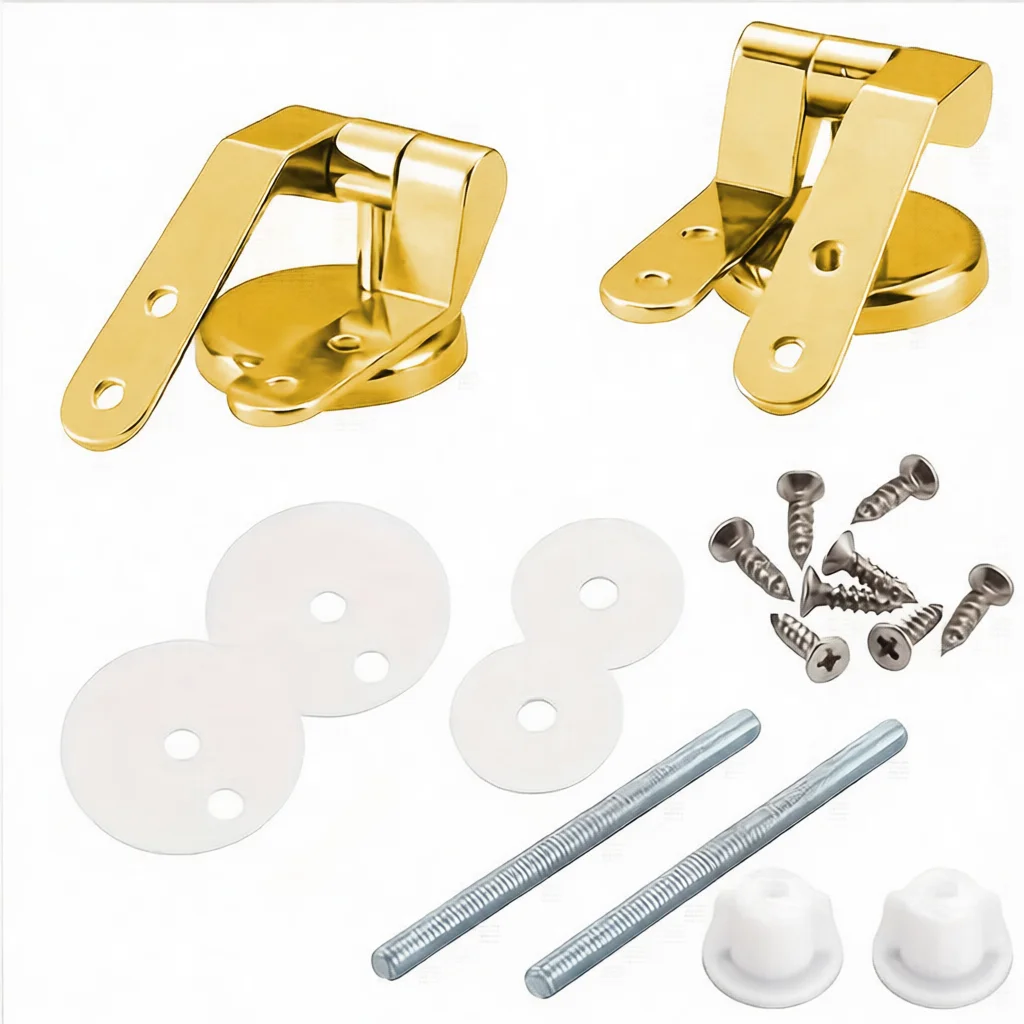 Modern Design Zinc Alloy Toilet Seat Hinge Gold Finish Bathroom Hardware Replacement Component Sturdy Fitting For Toilet Lid