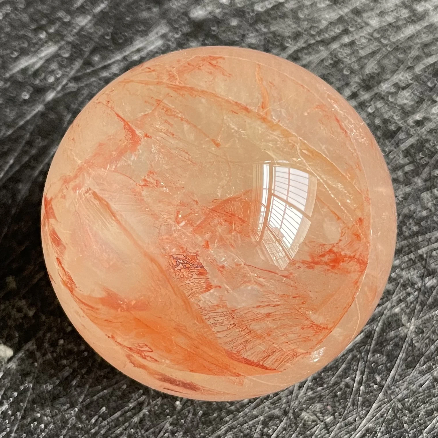 

146g Natural Stone Fire Quartz Crystal Ball Rainbow Sphere Polished Rock Reiki Healing B17