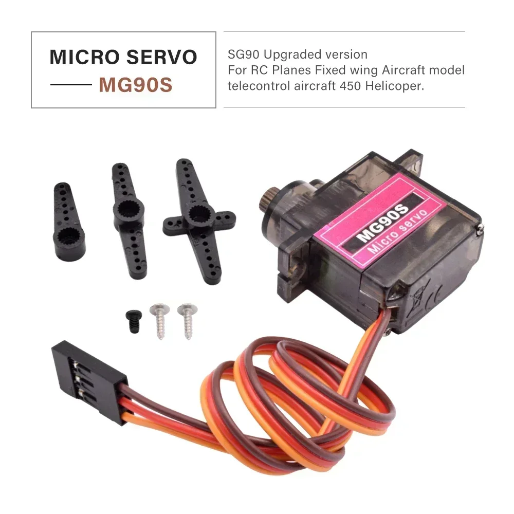 Lot De 6 Servomoteurs MG90S Métal – Micro Servo 180° Pour Arduino, Robotique, Avion RC, Modèle Hobby (engrenages Aluminium)