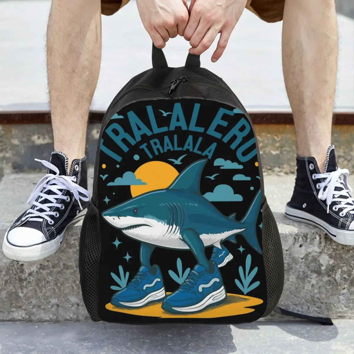 

Tralalero Tralala итальянский подростковый рюкзак Brainrot, прочный школьный походный дорожный рюкзак для мужчин и женщин, холщовые сумки для колледжа