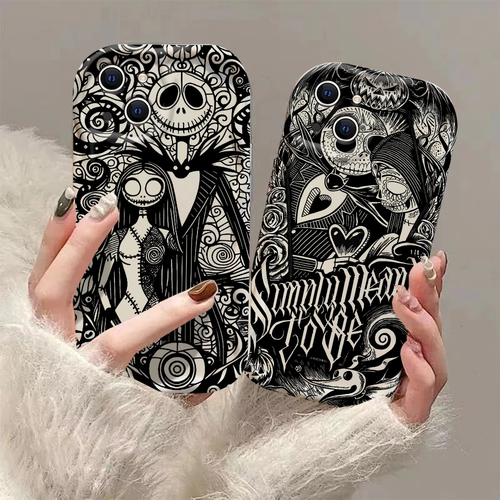 Disney Jack Skellington 3D Wave Case For iPhone 15 14 13 12 11 Pro Max Mini X XR XSMAX 8 7 6S Plus Soft Silicone Cover