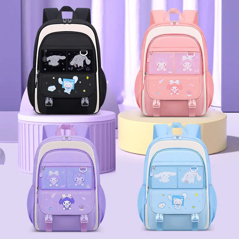 

Новый дышащий и небьющийся школьный рюкзак Sanrio Melody, женский легкий детский рюкзак с мультяшной анимацией