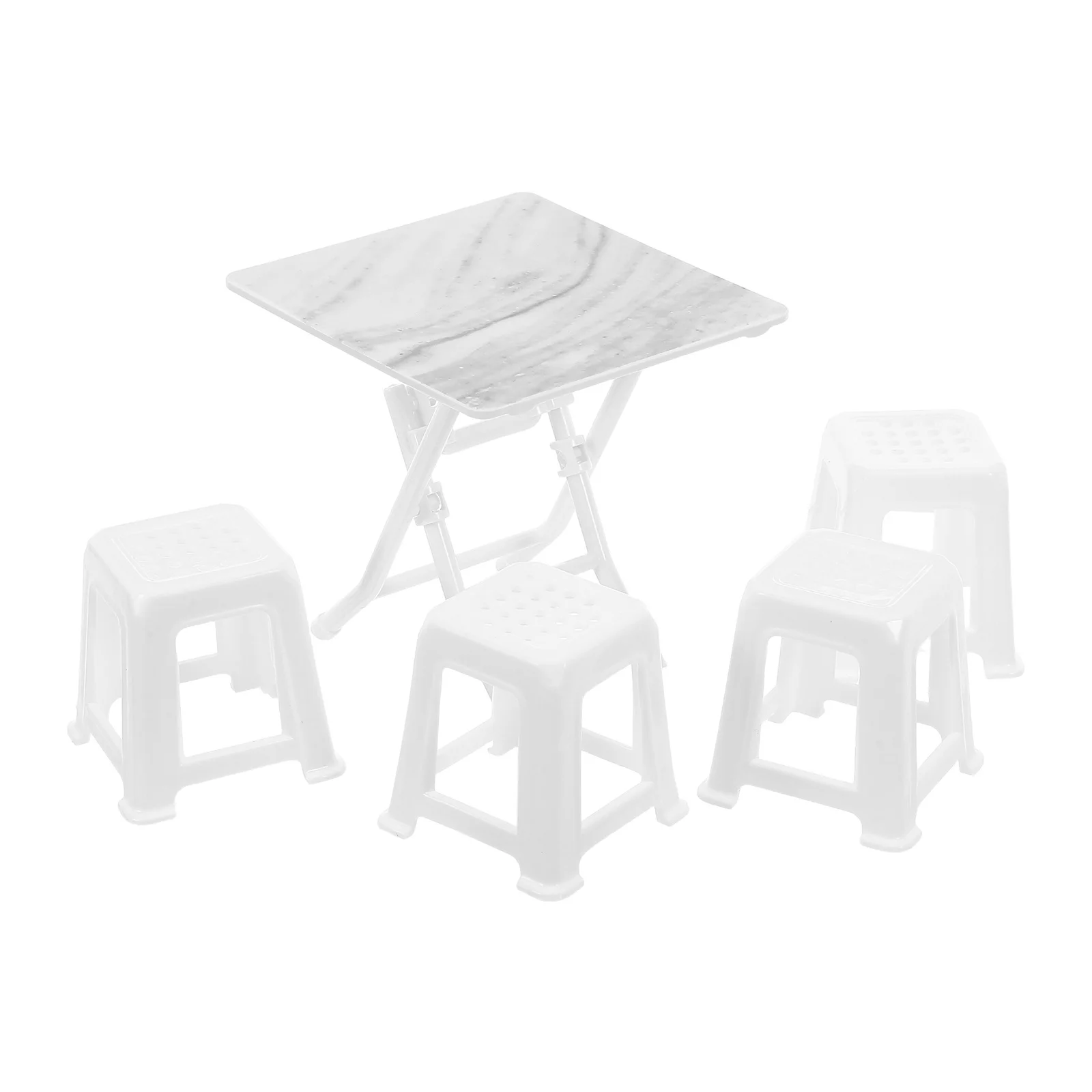 1Set Miniatuur Meubelset Kleine Tafelstoelen Draagbaar Ontwerp Veelzijdige Compatibiliteit Poppenhuis Decor Mini Poppenhuis Meubels