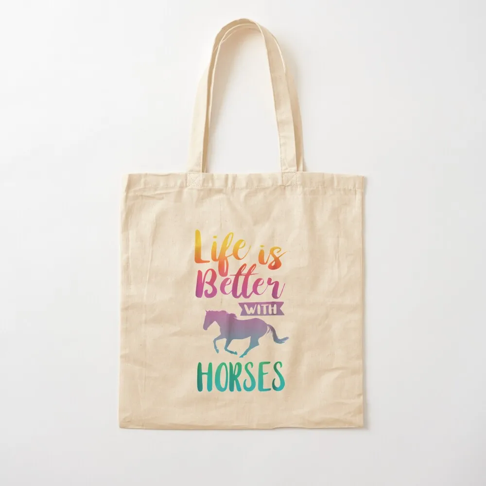 Cute Life Is Better With Horses Horseback Riding Tote Bag shopping bags foldable Handbags women