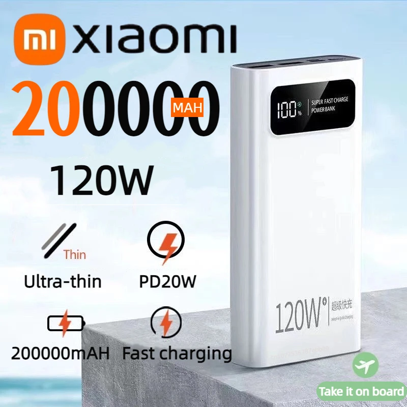 Xiaomi 200000 мАч 120 Вт Power Bank Супер быстрая зарядка Вверхбольшая емкость Внешний аккумулятор с цифровым дисплеем для iPhone Samsung Xiaomi 200000 мАч 120 Вт Power Bank Супер быстрая зарядка Вверхбольшая емкость Внешний аккумулятор с цифровым дисплеем для iPhone Samsung