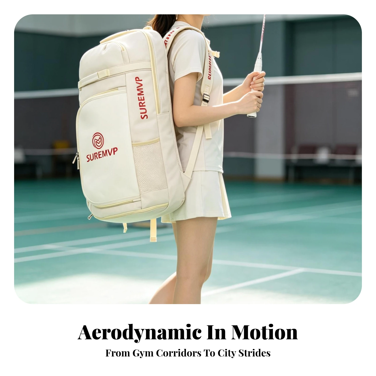 Racquet Backpack with Side Mesh Pocket Breathable Tennis Backpack Tennis Racquet Bag Robust Badminton Racket Bag Adjustable