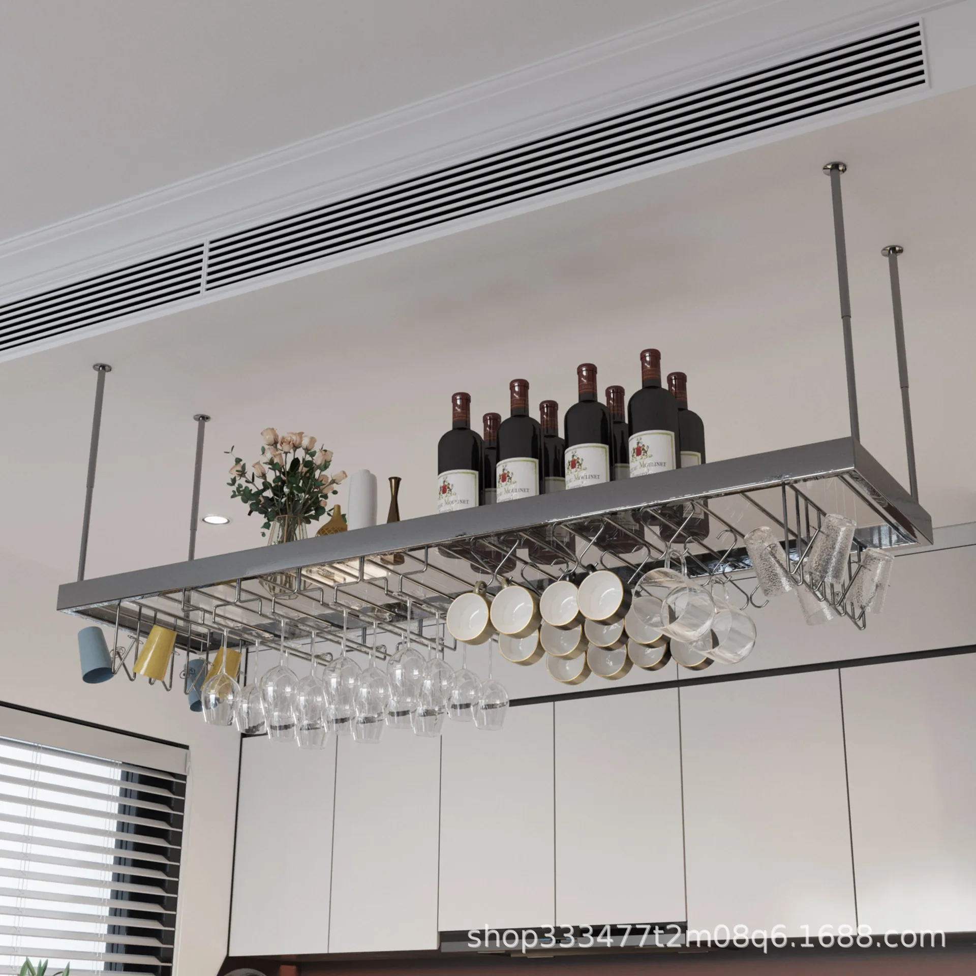 Bar creative wine rack ornament modern simple wine glass rack upside down household stainless steel rack hanging storage