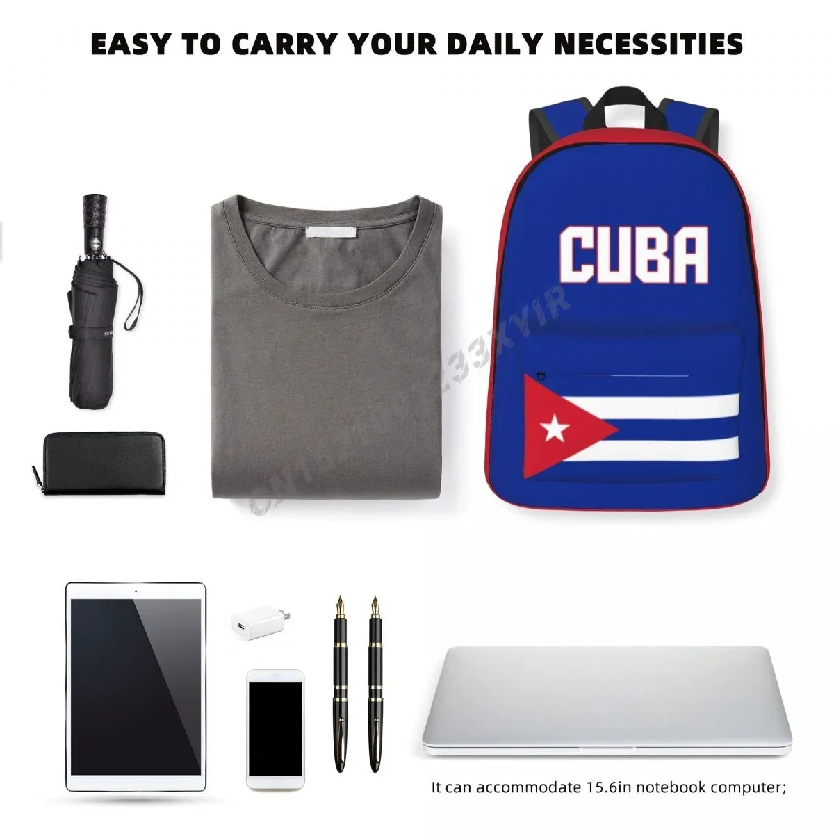 Custom Bag Unisex Backpack Cuba Flag Cuban Stitch Schoolbag Messenger Bag Case Laptop Travel Bag Mochila Gift