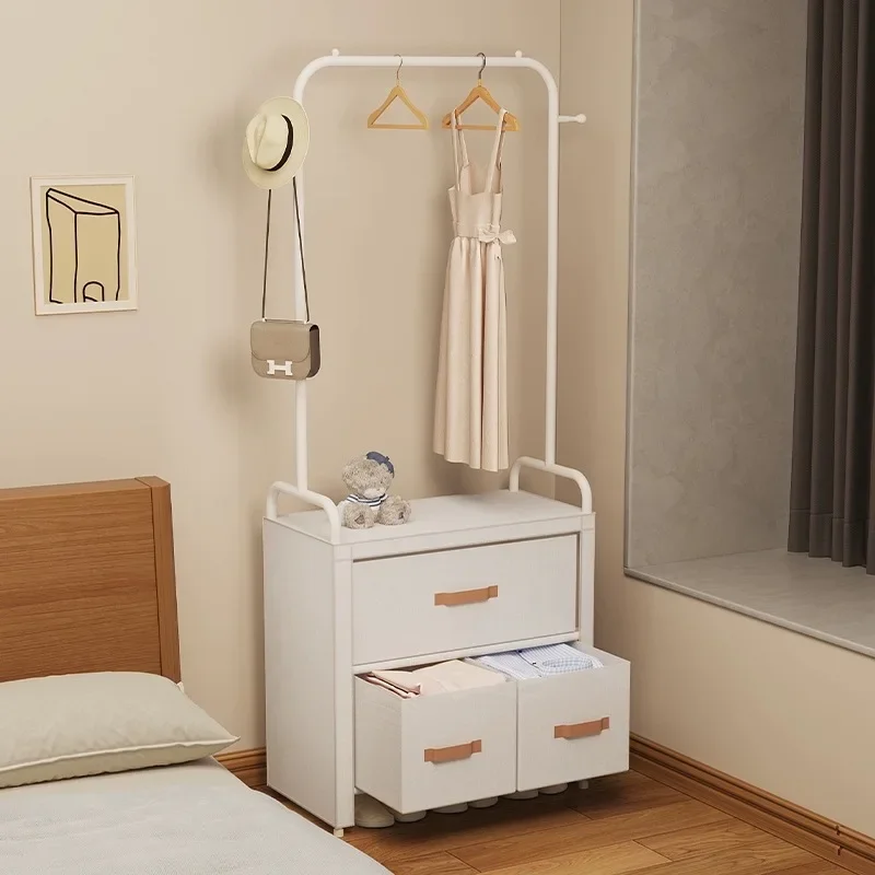Coat rack Floor-to-ceiling clothes drying hanging Dust-proof rental bedroom Simple household overnight clothes storage cabinet