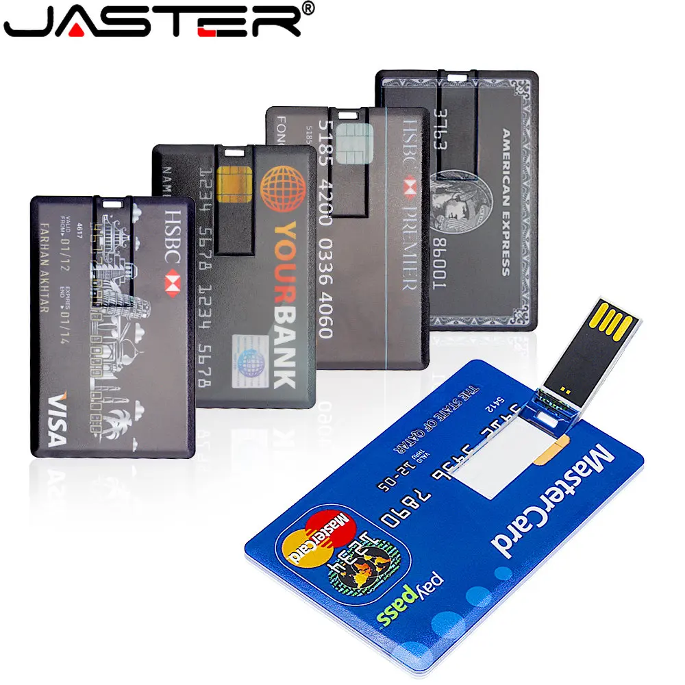 

JASTER USB Flash Drive High Speed Bank Credit Card 64GB Pen Drive 4GB U Disk 8GB 16GB Pendrive 32GB Memory Stick Business gift