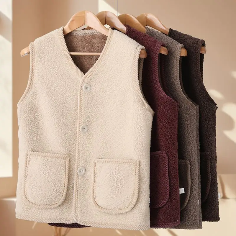 

Lamb Velvet Vest Thiened Outerwear Warm Coat for Middle-Aged And ly Cotton Inner Commuter Sle Fall Winter New Arrival