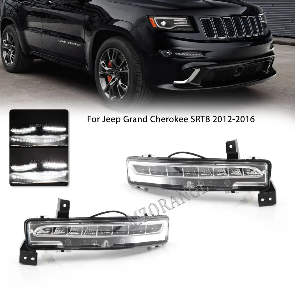 LED DRL Daytime Running Lights For Jeep Grand Cherokee SRT8 2012 2013 2014 2015 2016 Fog lights Headlights car accessories 2pcs