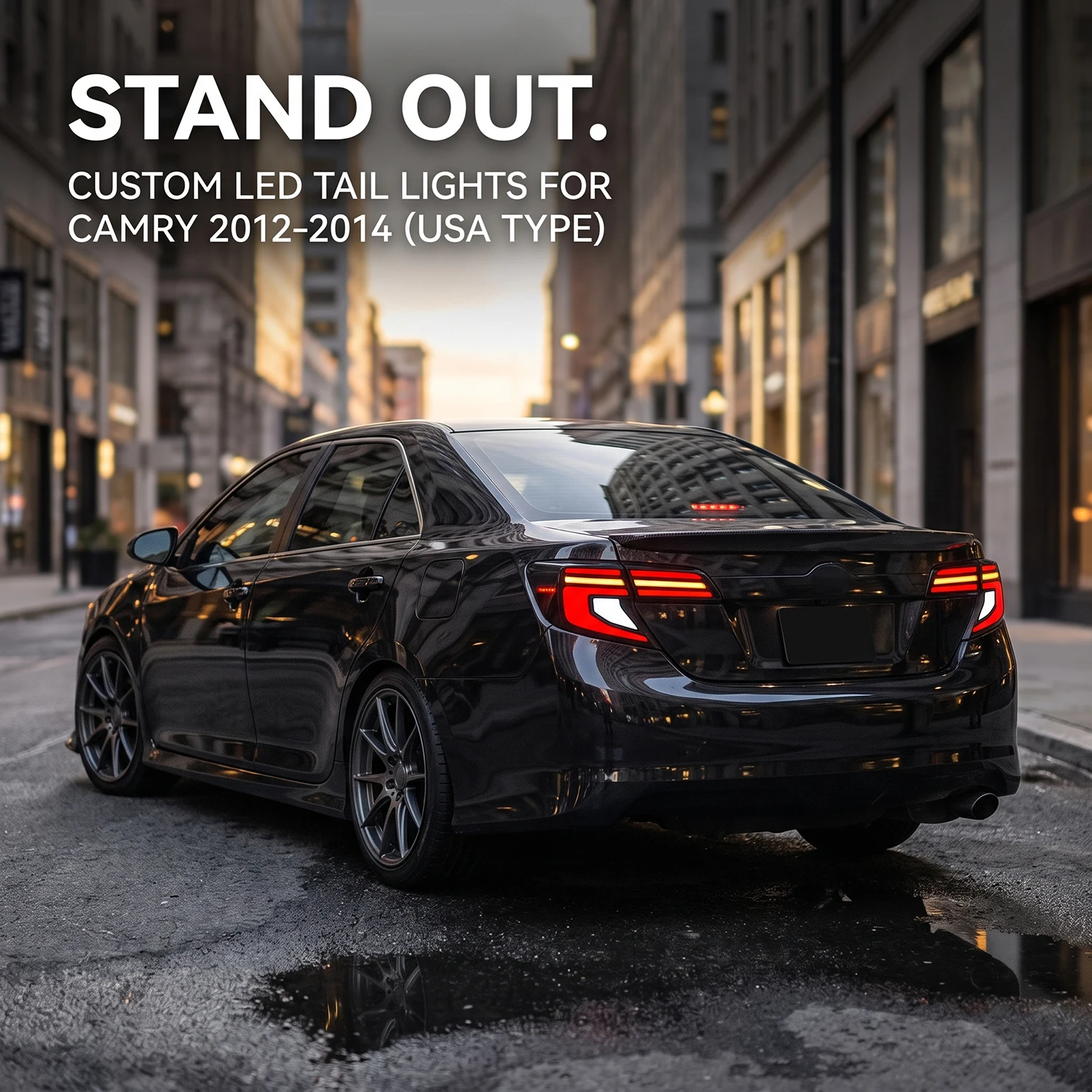 HCMOTIONZ LED Tail Lights for Toyota Camry 2012-2014 USA Type XV50 Start-up Animation Sequential Rear Lamps Smoked