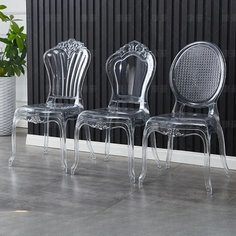 Internet celebrity crystal bamboo court chair plastic transparent acrylic wedding hall theme banquet hall wedding dining chair