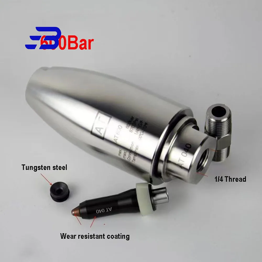 High-pressure full stainless steel Rotating Nozzle 500/600 bar Turbo Tungsten carbide 1/4 BSP F connection