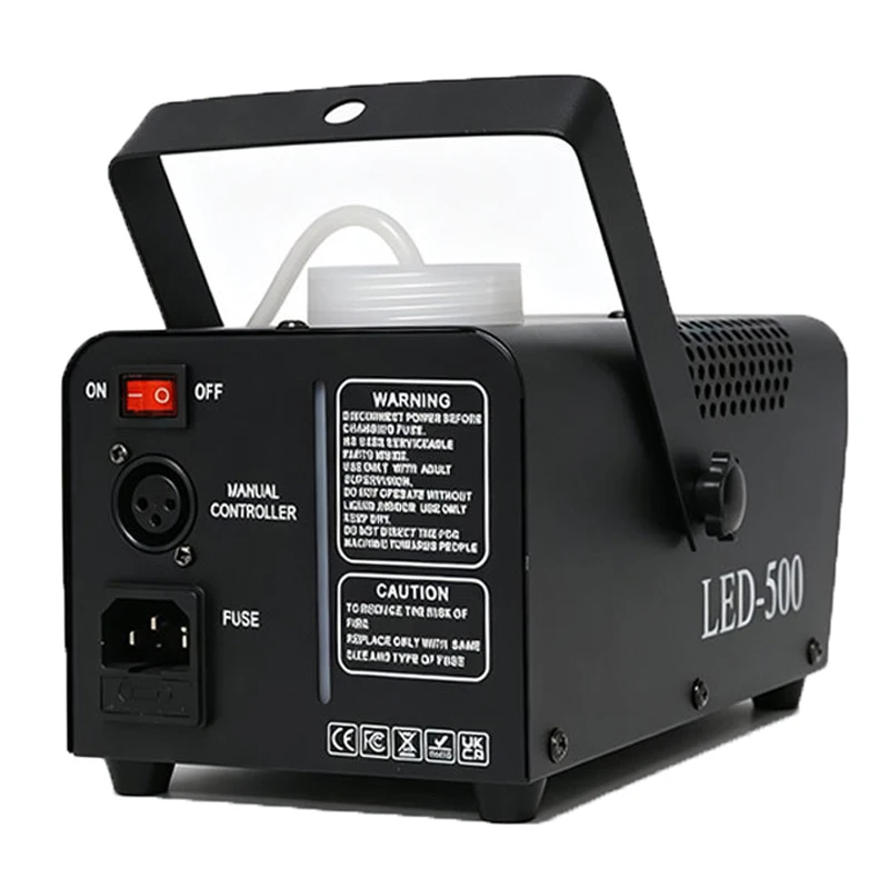 500W 3LEDS Smoke Machine Stage Lights 3.5m Spray Distance Wired Remote Control Portable Fog Machine for Wedding Christmas Party