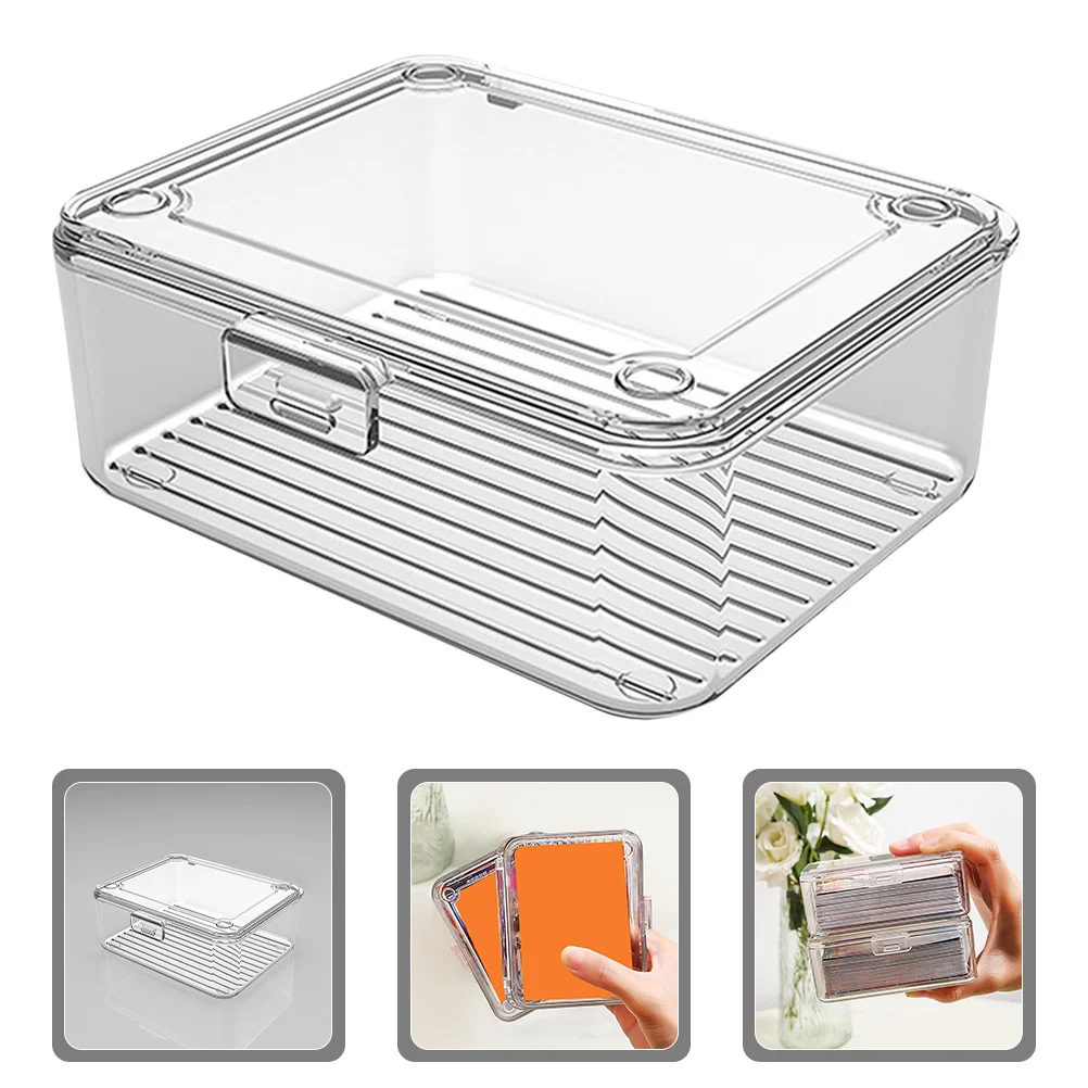 

2Pcs Transparent Card Storage Box Compact Clear Portable Organizer for Trading Game Business Baseball Cards Card Case
