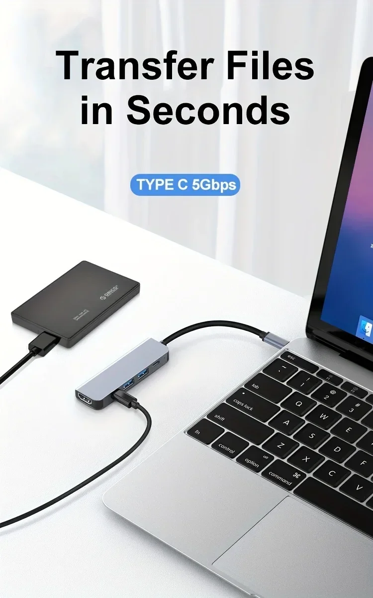 5 in 1 USB C HUB with 4k30Hz docking station USB-C to HDMI-Compatible converter Thunderbolt 3/4 splitter HUB laptop hub