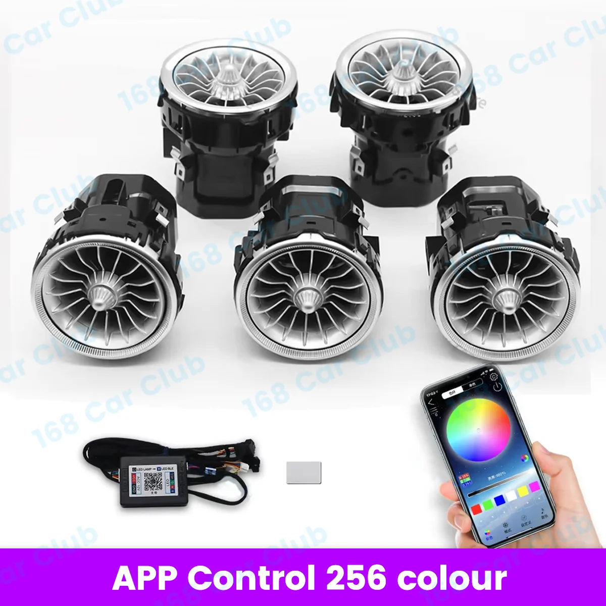 LED Vent 256 Colors APP Controls For Mercedes Benz W205 W213 X253 W177 W118 W117 W176 X156 W222 RGB Turbo Air Outlet Nozzle Lamp image 3