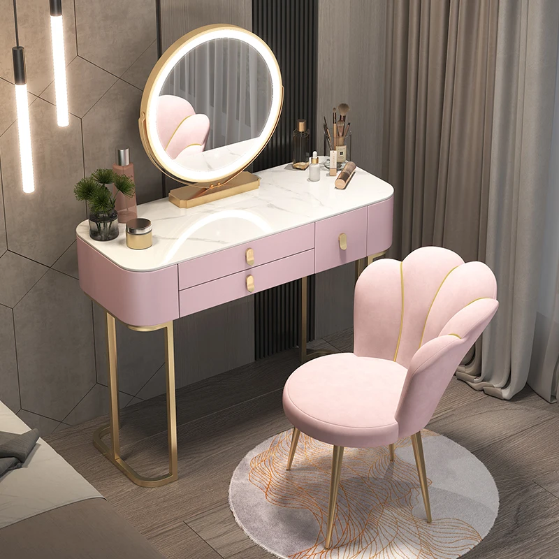 With Mirror Luxury Dresser Lamp Nordic Chair Organizer Storage Dressing Table Modern Women Coiffeuse De Chambre Furniture