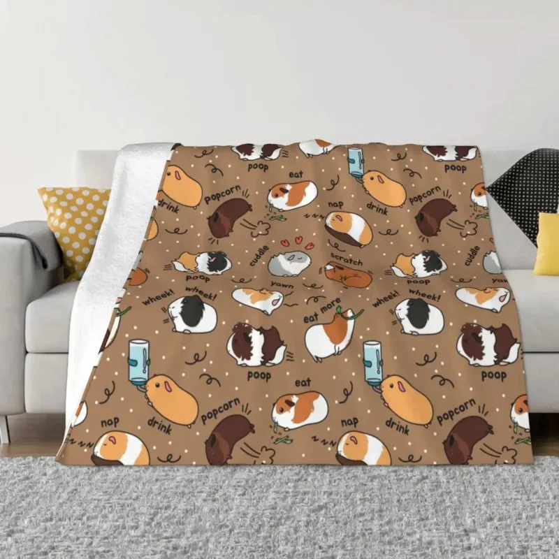 

Guinea Pig Animal Flannel Throw Blankets for Bedding Bedroom Super Warm Plush Thin Quilt